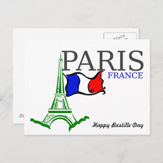 Happy Bastille Day Frankrijk Briefkaart (Voorkant / Achterkant)