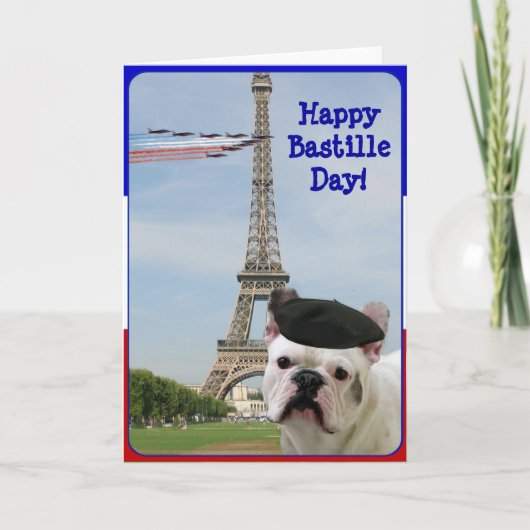 Happy Bastille Day Franse Bulldog wenskaart Kaart (Voorkant)