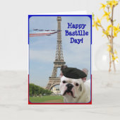 Happy Bastille Day Franse Bulldog wenskaart Kaart (Gele Bloem)
