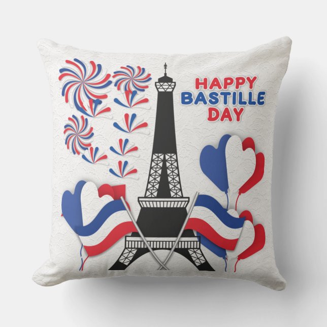 Happy Bastille Day/ Naar Parijs met Love Lace Kuss Kussen (Voorkant)