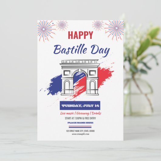 Happy Bastille Day Sjabloon Kaart (Staand voorkant)