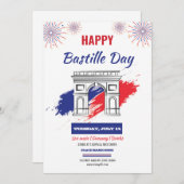Happy Bastille Day Sjabloon Kaart (Voorkant / Achterkant)