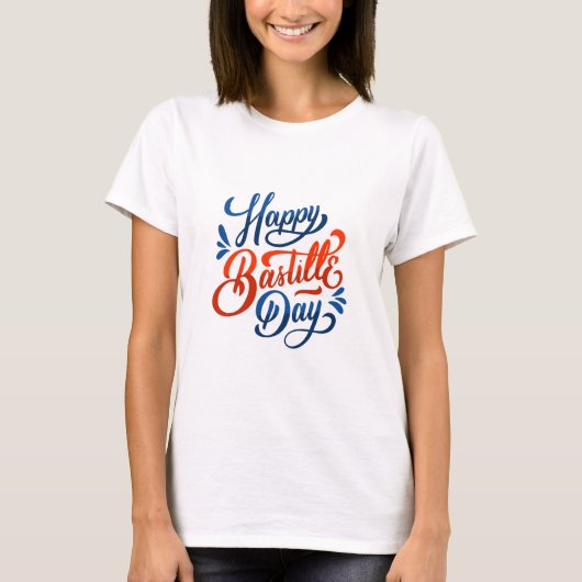 Happy Bastille Day T-Shirt Design - Vier het! (Voorkant)