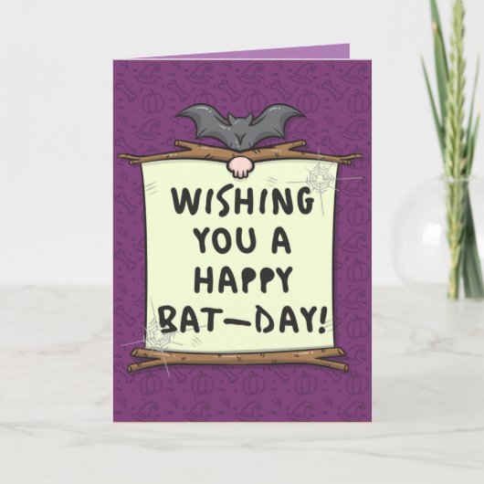 Happy Bat-Day Halloween Birthday-kaart Kaart (Voorkant)