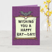 Happy Bat-Day Halloween Birthday-kaart Kaart (Gele Bloem)