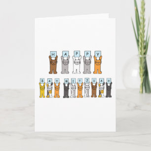Happy Bat Mitzvah Cartoon Cats Kaart