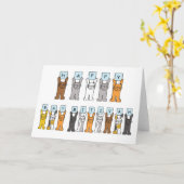 Happy Bat Mitzvah Cartoon Cats Kaart (Gele Bloem)