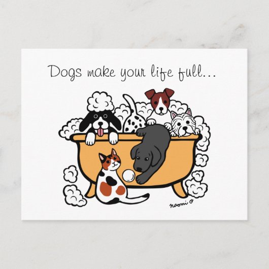 Happy Bath Time Black Labrador Cartoon Briefkaart (Voorkant)