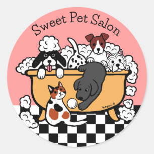 Happy Bath Time Black Labrador en Dog Friends Ronde Sticker