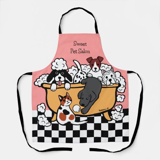 Happy Bath Time Black Labrador en Dog Friends Schort (Voorkant)