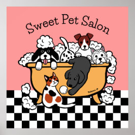Happy Bath Time Black Labrador Pet Salon Poster