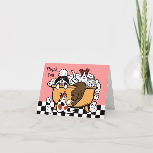 Happy Bath Time Chocolate Labrador en Dog Friends Bedankkaart (Voorkant)