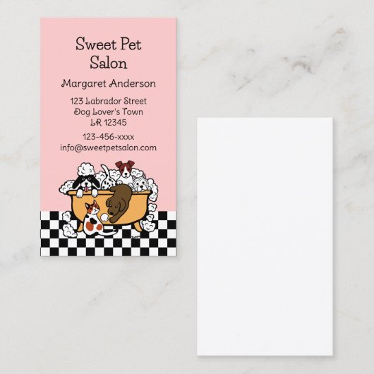 Happy Bath Time Chocolate Labrador Pet Salon Visitekaartje (Voorkant / Achterkant)