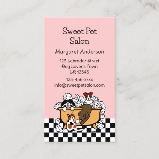 Happy Bath Time Chocolate Labrador Pet Salon Visitekaartje (Voorkant)