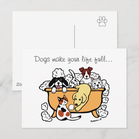 Happy Bath Time Yellow Labrador Cartoon Briefkaart (Voorkant / Achterkant)
