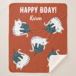 Happy BDAY Baby Tabby schattige kat Sherpa Deken