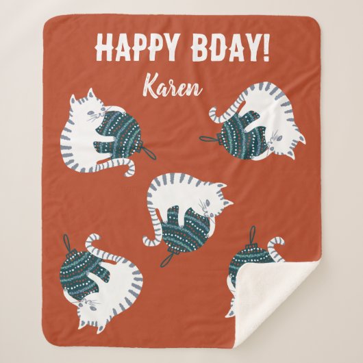 Happy BDAY Baby Tabby schattige kat Sherpa Deken (Voorkant)