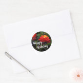 Happy Bday Oranje Red Trailing Lantana #1-2 Ronde Sticker (Envelop)