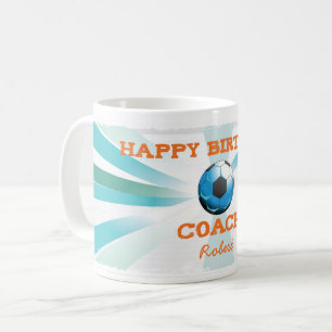 Happy Bday Voetbal coach Oranje/Blauwgroen/Blue St Koffiemok