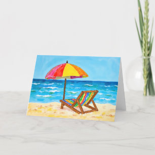 Happy Beach Stoel Rainbow Waterverf Bedankkaart