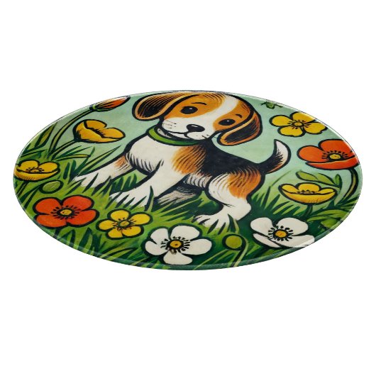 Happy Beagle Dog Snijplank (Hoek)