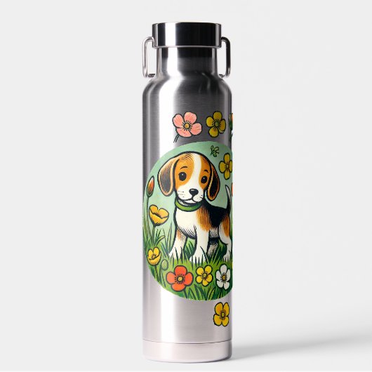 Happy Beagle Dog Waterfles (Voorkant)