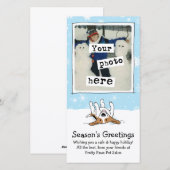 Happy Beagle in Sneeuwfotosjabloon Kerstmis Feestdagenkaart (Voorkant / Achterkant)
