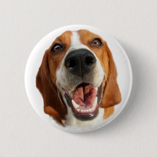 Happy Beagle Pinback Button (Voorkant)