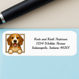 Happy Beagle-retouradres Etiket