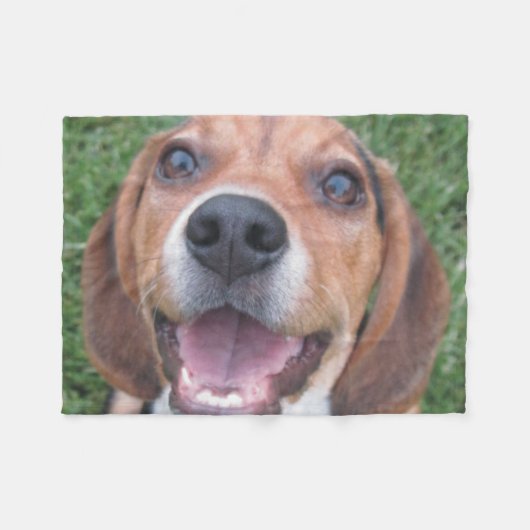 Happy Beagle Smiling Fleece Blanket Deken (Voorkant (Horizontaal))