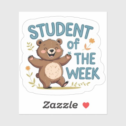 Happy Bear "Student of the Week" Reward Sticker  (Vel)