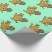 Happy beaver-cartoon cadeaupapier (Hoek)