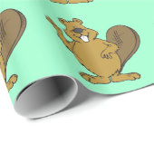 Happy beaver-cartoon cadeaupapier (Rol Hoek)