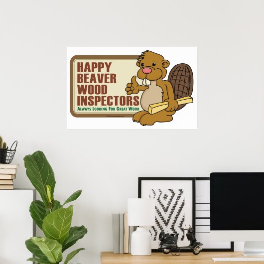 Happy Beaver Poster (Thuiskantoor)