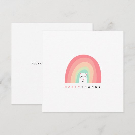 Happy Bedankt Cute Rainbow Animal op maat (Voorkant / Achterkant)