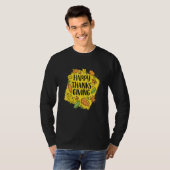 Happy Bedankt geven gele achtergrond Thanksgiv T-shirt (Voorkant volledig)