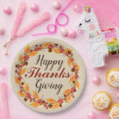Happy Bedankt Giving Herfst herfstbladeren krans Papieren Bordje (Feest)