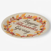 Happy Bedankt Giving Herfst herfstbladeren krans Papieren Bordje (Gekanteld)
