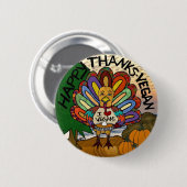 Happy Bedankt Vegan Thanksgiving Turkije Ronde Button 5,7 Cm (Voorkant /achterkant)