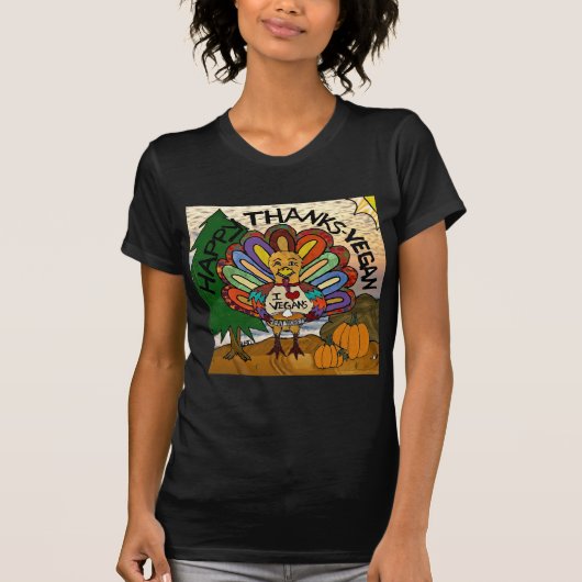 Happy Bedankt Vegan Thanksgiving Turkije T-shirt (Voorkant)