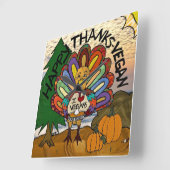Happy Bedankt Vegan Thanksgiving Turkije Vierkante Klok (Hoek)