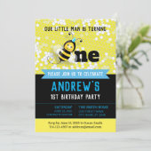 Happy Bee 1e Verjaardagsuitnodiging met afbeelding Kaart (Staand voorkant)