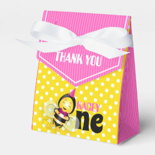 Happy bee 1st Birthday Party Favor Box for Girl Bedankdoosjes