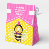 Happy bee 1st Birthday Party Favor Box for Girl Bedankdoosjes (Achterkant)