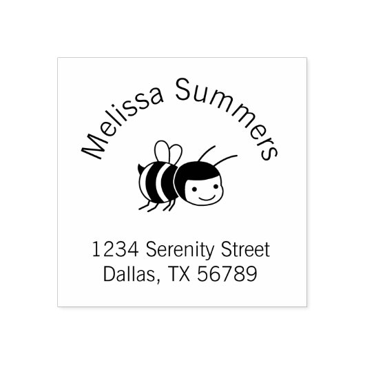 Happy bee-adres rubberstempel (Afrduk)
