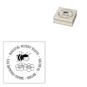 Happy Bee and Flowers Round Business Address 4 Rubberstempel (Gestempeld)