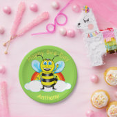 Happy bee Birthday Paper Borden () Papieren Bordje (Feest)