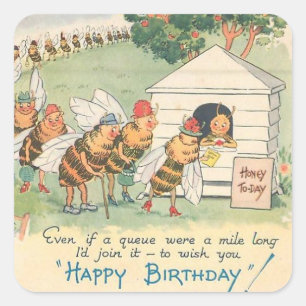 Happy Bee Birthday Vierkante Sticker
