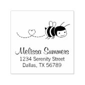 Happy Bee Buzzing Around Address Zelfinktende Stempel (Design)
