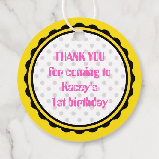 Happy Bee Circle Label voor meisje (Achterkant)